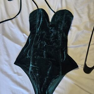 Charlies Deep Green Velvet Bodysuit